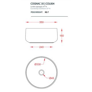 Раковина ArtCeram Cognac COL004 41 00 matera *0 matera 35 см